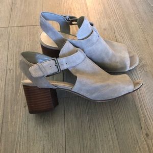 Beige / tan / nude open toed booties sandals